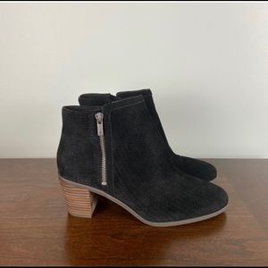 Lucky Brand Black Suede Zip-up Ankle Booties